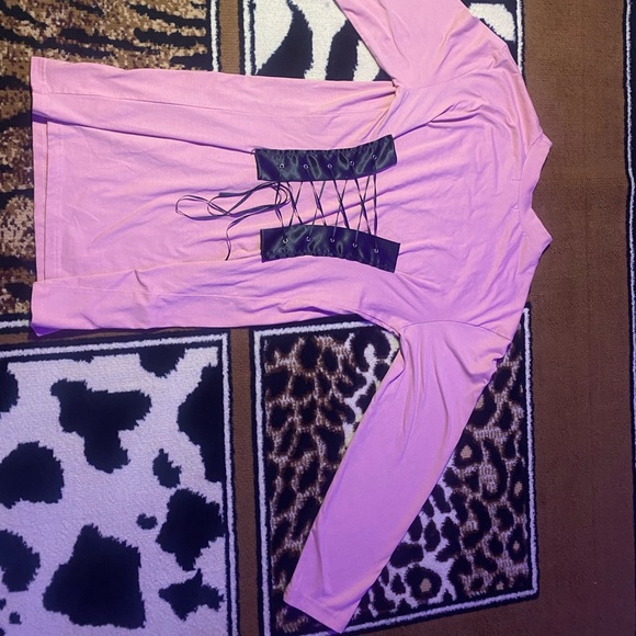 Blush, rose coloured long-sleeve t-shirt dress - Picture 5 of 5